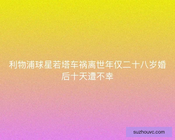 利物浦球星若塔车祸离世年仅二十八岁婚后十天遭不幸