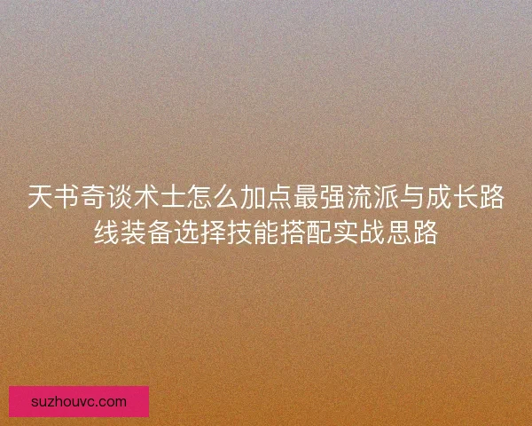 天书奇谈术士怎么加点最强流派与成长路线装备选择技能搭配实战思路